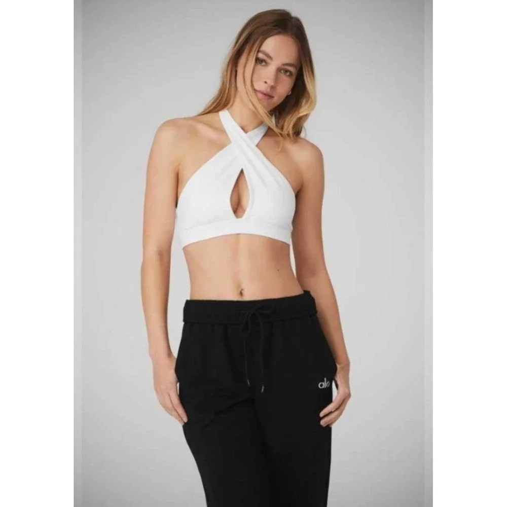 Alo Yoga Switch It Up Halter Bra Top White Wrap Multi-Way W9510R Yoga Sports Bra